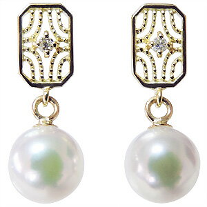 【ポイント10倍 2/26 9:59まで】パール ピアス 18金 18k 18k 普段使い デザインのかわいい あこや本真珠 k18 ダイヤモンド シリコンダブルロックキャッチ付 ゴールド ペア 真珠 ぶら下がり ゆれる 揺れる 送料無料 おすすめ 卒業式 入学式 プレゼント ギフト 自分買いのサムネイル