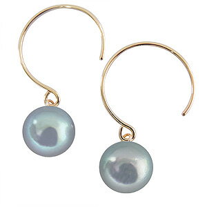 【ポイント10倍】パール ピアス 18金 18k 18k 普段使い フープ あこや本真珠 グレー染色 8mm k18 ゴールド ペア 外径15mm ゆれる ぶら下がり 送料無料 品質保証書付 人気 おすすめ カジュアル 母の日 新生活 就職祝い プレゼント ギフト