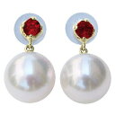 【決算セール ポイント10倍】パール ピアス 18金 18k 18k 普段使い 本真珠 あこや アコヤ 真珠 8.5mm ガーネット 1月誕生石 イエローゴール...