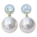 【決算セール ポイント10倍】パール ピアス 18金 18k 18k 普段使い あこや本真珠 8.5mm アクアマリン 3月誕生石 スタッド 真珠 アコヤ真珠 ...