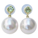 【決算セール ポイント10倍】パール ピアス ペリドットピアス パール 真珠 ペリドット 18金 k18 18k イエローゴールド スタッドピアス 揺れるピアス...