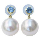【決算セール ポイント10倍】パール ピアス 18金 普段使い 18k 18k イエローゴールド タンザナイト 本真珠 あこや アコヤ 8.5mm スタッドピア...