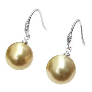 【10%OFF 12/3 20時より】パール ピアス 18金 18k 18k 真珠 真珠 ゴールデン 南洋白蝶真珠 ゴールド ペア系 11mm ダイヤモンド 0...