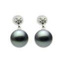 【決算セール ポイント10倍】パール ピアス 18金 18k 18k 普段使い 真珠 ブラック 黒真珠 8mm k18 ホワイトゴールド ペア ダイヤモンド ぶ...