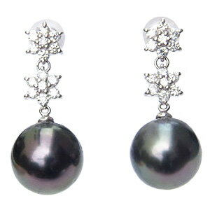 【10%OFF 12/3 20時より】パール ピアス 18金 18k 18k 普段使い k18 タヒチ黒蝶真珠 タヒチ ブラック 真珠 ホワイトゴールド ペア ...