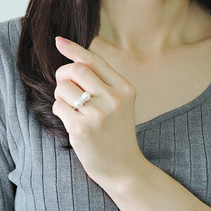 指輪 リング 真珠2個付デザイン あこや本真珠 8mm ダイヤモンド K18 ホワイトゴールド レディース 送料無料