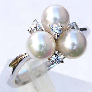 【10%OFF 12/3 20時より】パールリング 真珠リング 真珠 リング 真珠 パール 指輪 あこや本真珠 6mm ホワイトゴールド リング レディース 冠...