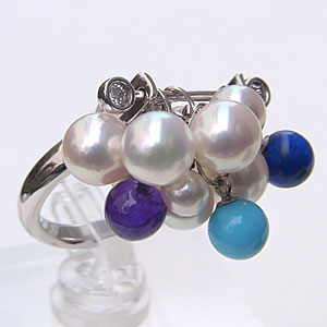 アコヤ本真珠リングダイヤモンドアメ...