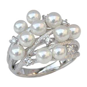 【10%OFF 12/3 20時より】パール リング 真珠 レディース あこや真珠 ダイヤモンド ホワイトゴールド アコヤ あこや 冠婚葬祭 ブライダル 保証書付 送料無料 おすすめ プレゼント ギフト ジュエリー クリスマス