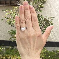 真珠パールリングあこや本真珠指輪K18WGホワイトゴールド真珠の直径9mmピンクホワイト系ダイヤモンド4石0.20ct指輪6月誕生石