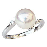 花珠真珠パールリング真珠指輪あこや真珠9mmパール純プラチナPT999ダイヤモンド0.08ct【RCP】