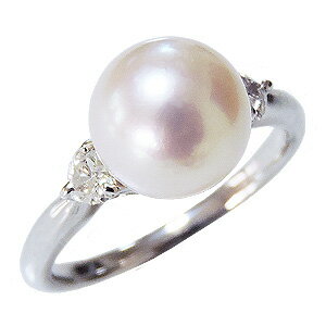 【ポイント10倍】パール リング 真珠 プラチナ オーロラ 花珠あこや本 ダイヤモンド 9mm ハートシェイプ アコヤ あこや 冠婚葬祭 ブライダル 保証書付 ...