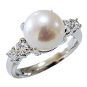 【ポイント10倍】パール リング 真珠 プラチナ オーロラ 花珠あこや本 ダイヤモンド 9mm アンティーク 四本爪 アコヤ あこや 冠婚葬祭 ブライダル 保証...