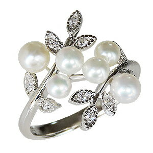 【10%OFF 6/11 1:59まで】パール リング k18 18k 18金 真珠 ベビー ダイヤ