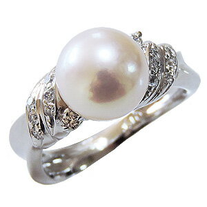 【ポイント10倍】真珠 リング パール 指輪 パール パールオーロラ 花珠あこや本 ダイヤモンド 9mm アコヤ あこやパール 冠婚葬祭 ブライダル 保証書付 ...