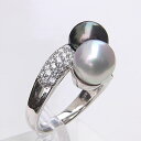 【ポイント10倍】パールリング 真珠リング 南洋白蝶真珠 タヒチ黒蝶真珠 リング ダイヤモンド パール 指輪 ピンクホワイト/グリーン系 9mm pt900 プ...