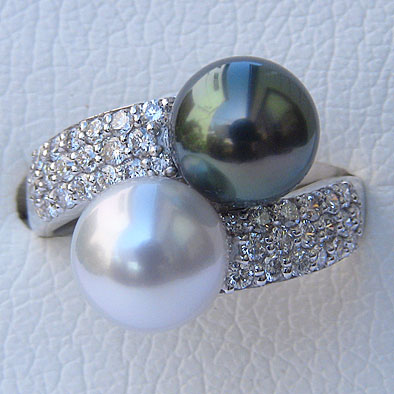 【ポイント10倍】パールリング 真珠リング 真珠 リング パール 指輪 タヒチ黒蝶真珠 南洋白蝶真珠 18金 k18 ホワイトゴールド パール 指輪 普段使い ...