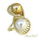 【ポイント10倍】パールリング 真珠リング 真珠 リング 南洋白蝶真珠 ダイヤモンド 0.40ct リング マルチカラーパール ホワイトピンク系 ゴールド系 1...