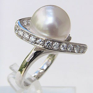 【ポイント10倍】パール 指輪 パールリング 真珠リング 真珠 リング 南洋白蝶真珠 ダイヤモンド k18 ホワイトゴールド リング 12mm 人気 おすすめ ...
