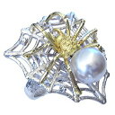 【ポイント10倍】スパイダー パール リング クモ くも 蜘蛛 指輪 南洋白蝶真珠 10mm k18 18金 18k ホワイトゴールド イエローゴールド ダイヤ...