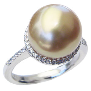【ポイント10倍】パール リング 真珠指輪 南洋白蝶真珠 12mm ダイヤモンド プラチナ pt900 ゴールドパール カジュアル トレンド フォーマル プレゼ...