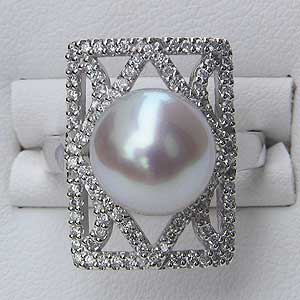 【ポイント10倍】パールリング 真珠リング 南洋白蝶真珠 リング ダイヤモンド pt900 プラチナ パール 指輪 ラウンド形 パール 指輪 人気 おすすめ カ...