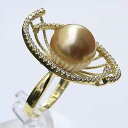 【ポイント10倍】パールリング 真珠リング 真珠 リング 南洋白蝶真珠 18金 k18リング ダイヤモンド パール 指輪 ゴールド系 12mm パール 指輪 ラ...