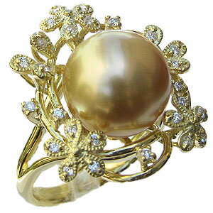 【ポイント10倍】指輪 パールリング 真珠 真珠 パール リング 南洋白蝶真珠 ゴールド系 12mm ゴールド k18 ゴールド 18金 普段使い 人気 おすす...