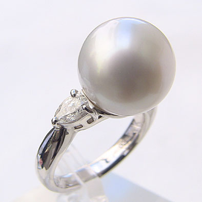 【ポイント10倍】指輪 パールリング 真珠 南洋白蝶真珠 ダイヤモンド パール リング 13mm pt900 プラチナ 人気 おすすめ カジュアル フォーマル ...