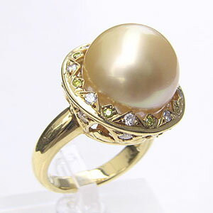 【ポイント10倍】指輪 パールリング 真珠 南洋白蝶真珠 ダイヤモンド パール リング ゴールド系 14.5mm 18金 k18 ゴールド 普段使い 人気 おす...