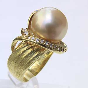 【ポイント10倍】パール 指輪 パールリング 真珠リング 真珠 リング 南洋白蝶真珠 k18 リング ダイヤモンド ゴールド系 12mm 人気 おすすめ カジュ...