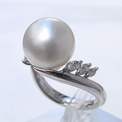 【ポイント10倍】指輪 パールリング 真珠 南洋白蝶真珠 ダイヤモンド パール リング 12mm pt900 プラチナ 人気 おすすめ カジュアル フォーマル ...