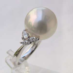 【ポイント10倍】パール 指輪 パールリング 真珠リング 真珠 リング 南洋白蝶真珠 pt900 リング ダイヤモンド 14.48mm 人気 おすすめ カジュア...
