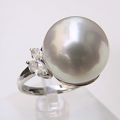 【ポイント10倍】指輪 パールリング 真珠 南洋白蝶真珠 ダイヤモンド パール リング ブルーホワイト系 15mm pt900 プラチナ 人気 おすすめ カジュ...