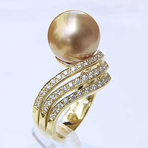 【ポイント10倍】パール 指輪 パールリング 真珠リング 真珠 リング 南洋白蝶真珠 k18 リング ダイヤモンド ゴールド系 12mm 人気 おすすめ カジュ...