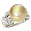 【ポイント10倍】指輪 パールリング 真珠 パール リング 真珠 南洋白蝶真珠 ゴールド系 12mm pt900 プラチナ ダイヤモンド 人気 おすすめ カジュ...