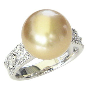 【ポイント10倍】指輪 パールリング 真珠 パール リング 真珠 南洋白蝶真珠 ゴールド系 12mm pt900 プラチナ ダイヤモンド 人気 おすすめ カジュ...