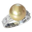 【ポイント10倍】指輪 パールリング 真珠 パール リング 真珠 南洋白蝶真珠 ゴールド系 11mm pt900 プラチナ ダイヤモンド 人気 おすすめ カジュ...