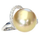 【ポイント10倍】指輪 パールリング 真珠 パール リング 真珠 南洋白蝶真珠 ゴールド系 11mm pt900 プラチナ ダイヤモンド 人気 おすすめ カジュ...