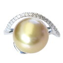 【ポイント10倍】指輪 パールリング 真珠 パール リング 真珠 南洋白蝶真珠 ゴールド系 12mm pt900 プラチナ ダイヤモンド 人気 おすすめ カジュ...