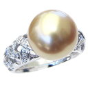 【ポイント10倍】パールリング 真珠 真珠 パール リング 南洋白蝶真珠 12mm ゴールド系 pt900プラチナ 真珠 指輪 人気 おすすめ カジュアル トレ...