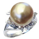 【ポイント10倍】パールリング 真珠 真珠 パール リング 南洋白蝶真珠 ゴールド系 12mm プラチナ pt900 ダイヤモンド 真珠 指輪 人気 おすすめ ...