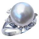 【ポイント10倍】指輪 パールリング 真珠 真珠 パール リング 南洋白蝶真珠 12mm pt900 プラチナ ダイヤモンド 0.10ct リング 人気 おすす...