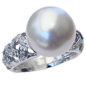 【ポイント10倍】指輪 パールリング 真珠 真珠 パール リング 南洋白蝶真珠 12mm pt900 プラチナ ダイアモンド 0.30ct リング 人気 カジュ...