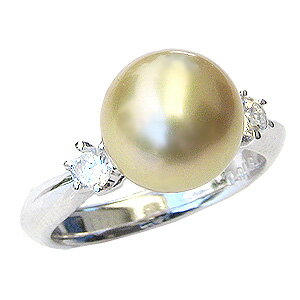 【ポイント10倍】指輪 パールリング 真珠 真珠 パール リング 南洋白蝶真珠 10mm pt900 プラチナ リング ダイヤモンド ゴールド系 人気 おすすめ...