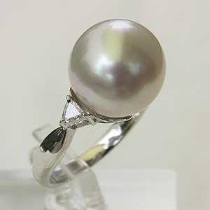 【ポイント10倍】パール 指輪 パールリング 真珠リング 真珠 リング 南洋白蝶真珠 pt900 プラチナ ダイヤモンドリング 12mm ラウンド形 カジュアル...