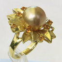 【10%OFF 7/12 9:59まで】パール 指輪 パールリング 真珠リング 真珠 リング 南洋白蝶真珠 シトリントパーズ k18 リング ゴールド系 ラウン...
