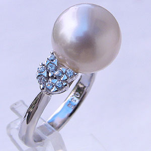 【ポイント10倍】パールリング 真珠リング 真珠 リング パール 指輪 南洋白蝶真珠 ダイヤモンド0.32ct pt900 プラチナ900 リング 12mm ラ...