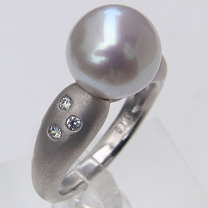 【ポイント10倍】パールリング 真珠リング 真珠 リング パール 指輪 南洋白蝶真珠 ダイヤモンド0.1ct pt900 プラチナ900 リング 10mm ラウ...