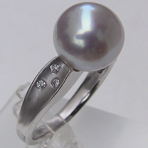 【ポイント10倍】パールリング 真珠リング 真珠 リング パール 指輪 南洋白蝶真珠 ダイヤモンド0.08ct pt900 プラチナ900 リング 10mm ラ...